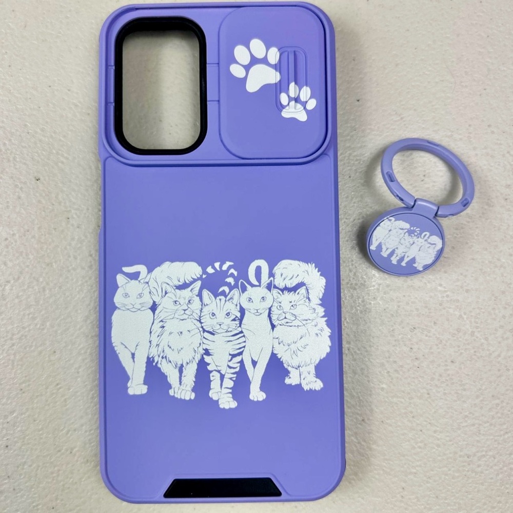 Taylor’s Cat Samsung A23 5G Purple Phone Case with Ring Holder and‎ Window Cover